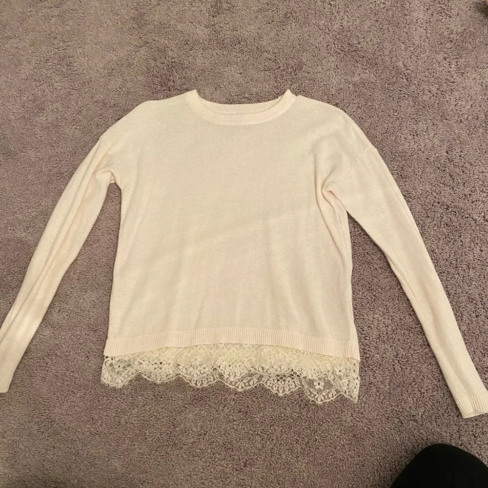 Bass lace trim sweater